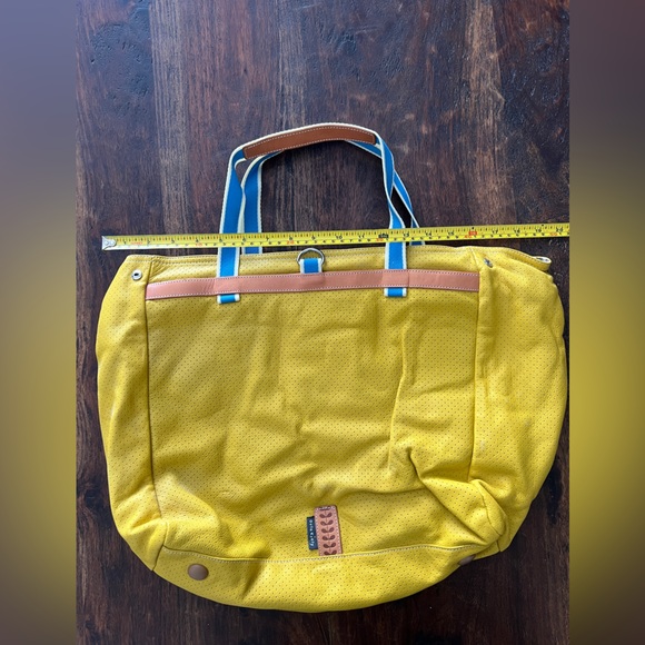 Orla Keily Yellow Tote Bag with Blue Accents - Picture 3 of 11